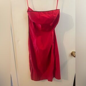 Strapless Express red bodycon dress